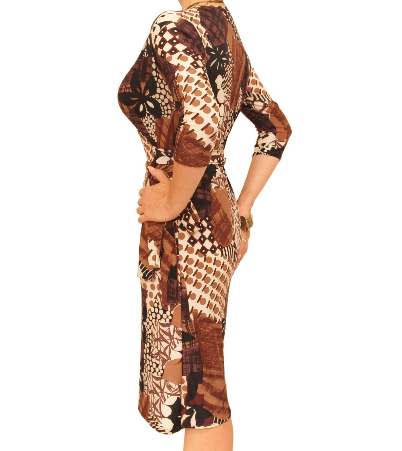 Women's Floral Print Slinky Wrap Dress - Sexy Bodycon Midi Dress for Party, Date Night & Summer Outfits