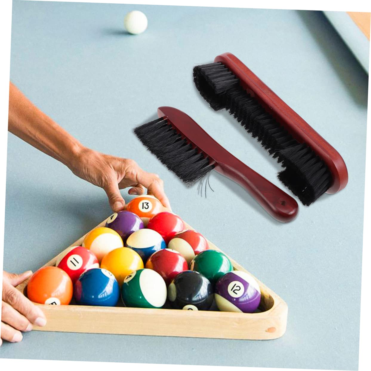 Premium Horsehair Pool Table Brush Set - 2-Piece Wooden Broom & Cleaning Tool for Billiard Accessories | Ideal for Home Game Rooms, Bars, and Professional Pool Halls