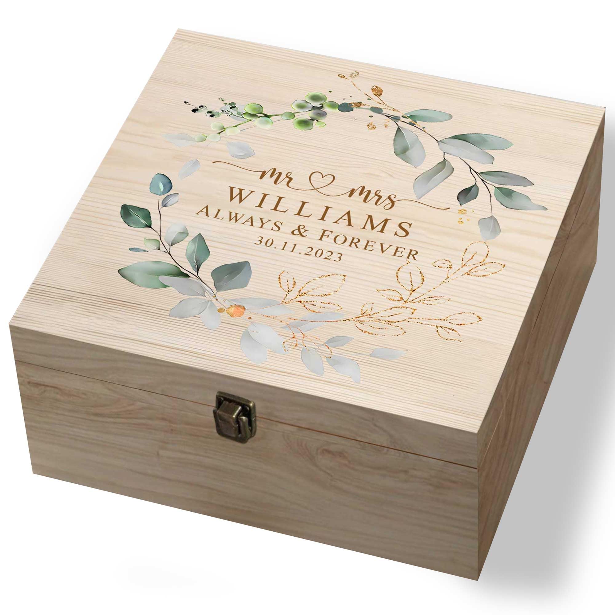 Personalized Wedding Keepsake Box for Couples - Romantic Gift for Anniversaries