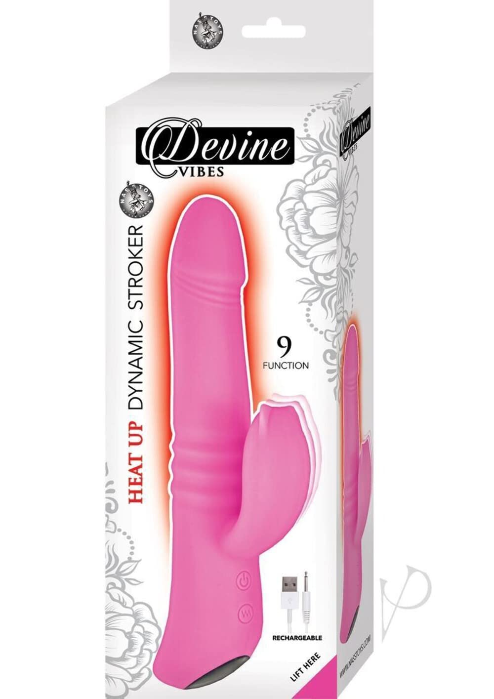 Devine Vibes Heat-up Dynamic Stroker - Realistic Pink Male Masturbator with 10 Vibration Modes & Warming Function for Enhanced Pleasure | Perfect for Solo Play & Couples Fun