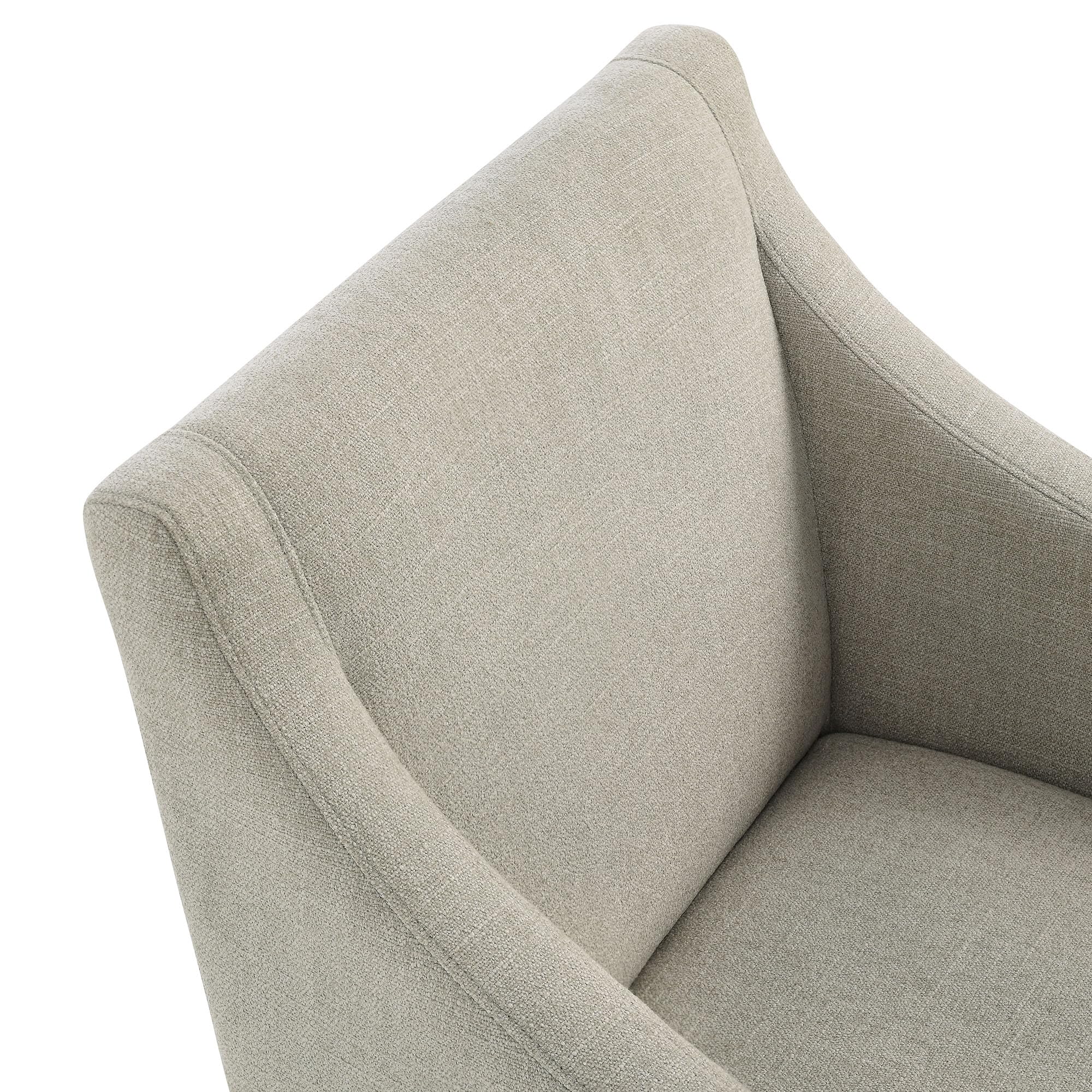 Modway Alton Upholstered Dining Chair with Arms in Linen Natural – Mid Century Modern Padded Kitchen Chair with Wood Legs – Fabric Accent Chair for Dining Room, Living Room & Office