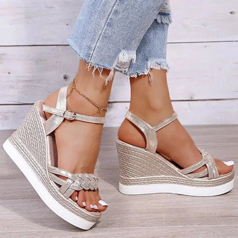 Women's Summer Peep Toe Wedge Sandals - Comfortable High Heel Shoes for Beach, Party & Casual Wear | Breathable & Stylish Fashion Footwear
