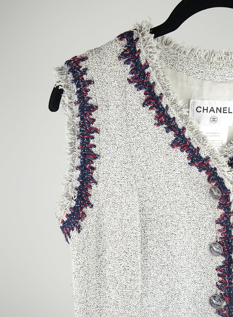 Chanel White Midi Dress with Trim Size 36 - Perfect for Weddings, Parties & Special Occasions