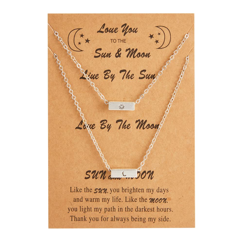 2 PCS Dainty Stacking Choker Necklace Set - Sun, Moon & Star Adjustable Thin Chain Pendant Necklace for Women & Men - Friendship, Couple & Sister Jewelry - Perfect for Christmas, Valentine's Day Gifts & Everyday Wear (18