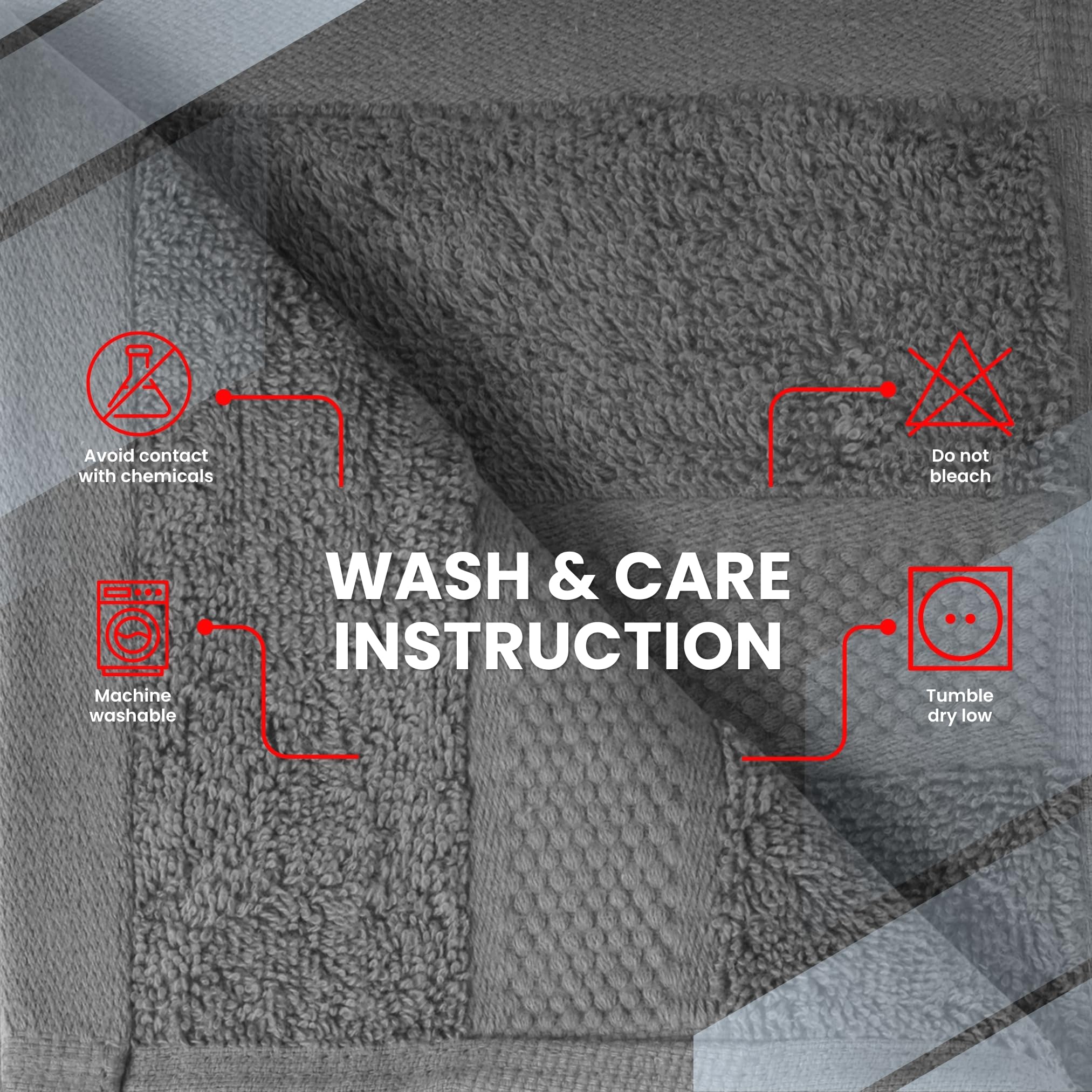 Premium 100% Cotton Luxury Washcloths for Bath & Spa - Ultra Soft & Absorbent Face Towels [13x13 Inches, Pack of 12] - Perfect for Shower, Gym, Facial Care & Home Spa Relaxation (Shadow Grey)