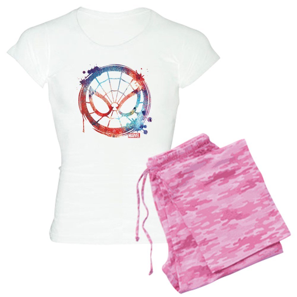 Spider-Man Splatter Print Women's Lightweight Pajama Set - Soft & Comfortable Sleepwear for Marvel Fans, Perfect for Lounging, Sleepovers & Movie Nights