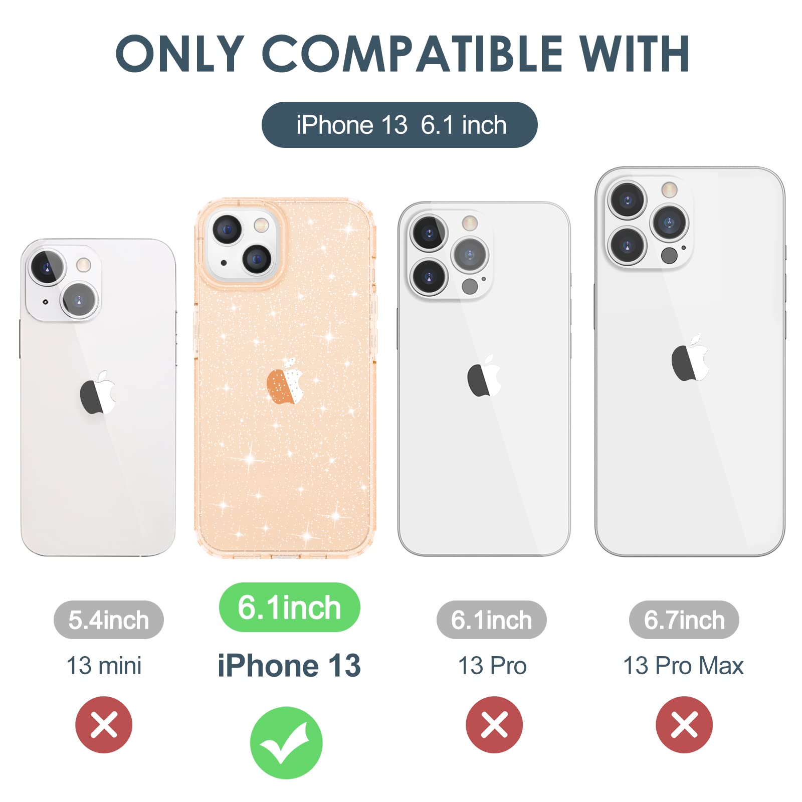 Hython Sparkly Glitter Phone Case for iPhone 13 - Rose Gold Shiny Bling Cover, Anti-Scratch Soft TPU Slim Fit Shockproof Protective Case for Women & Girls | Perfect for Parties, Daily Use & Gift Giving
