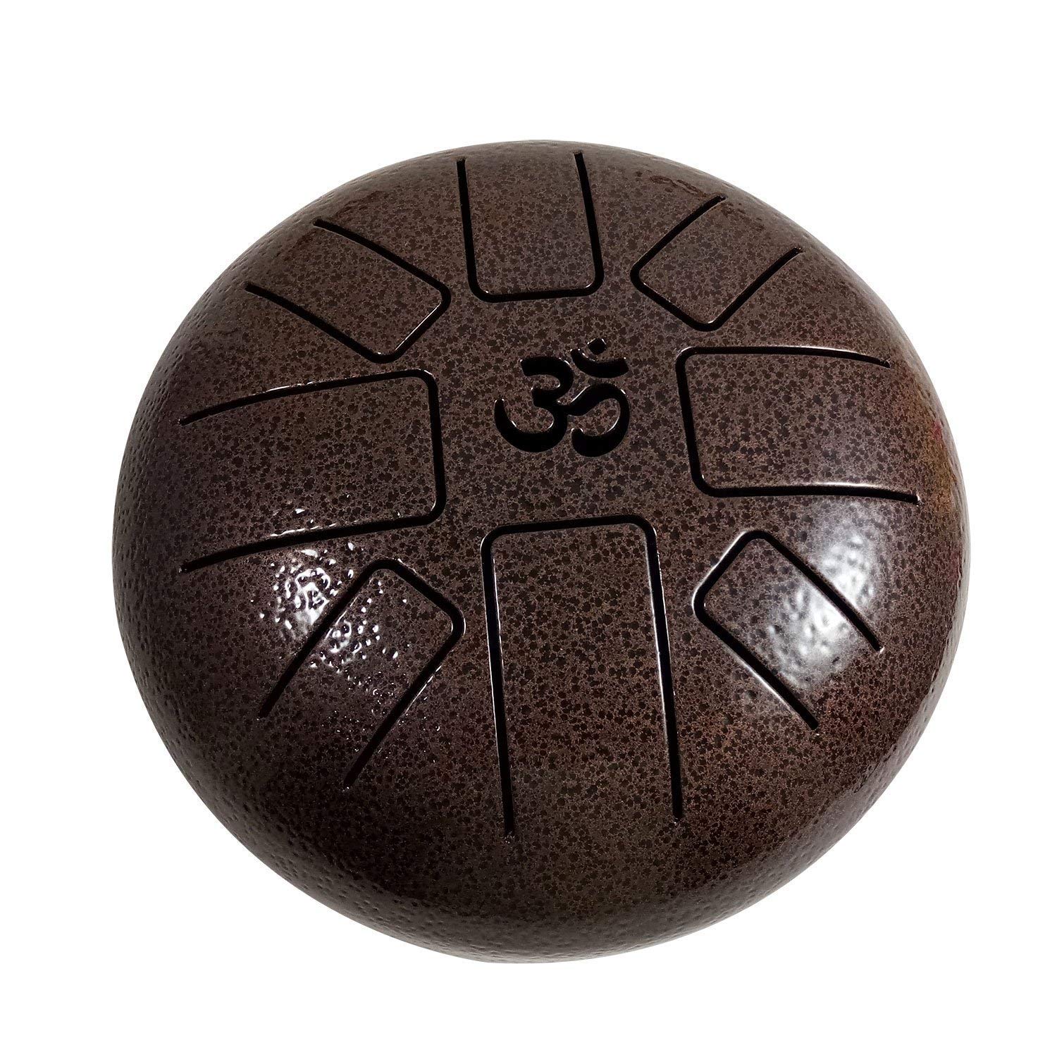 OM Tongue Drum 7 Inch - Premium Steel Handpan Drum with Bag & Mallets - Gold Percussion Instrument for Meditation, Yoga & Music Therapy