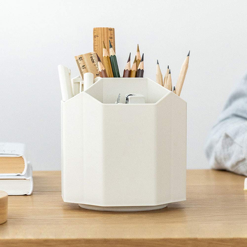 5-Compartment White Desktop Organizer with Pencil Holders - Office & School Supplies Caddy for Pens, Colored Pencils & Art Brushes - Perfect Teacher Gift, Classroom & Home Office Organization Solution