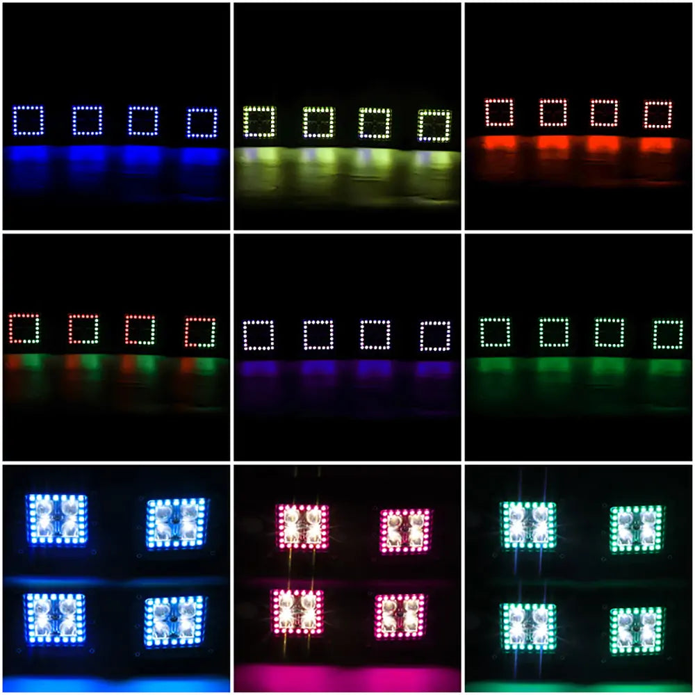 12W 3 RGB Chasing LED Light Pods for Off-Road Vehicles - 4 Pack | Waterproof ATV/UTV Lighting for Night Driving, Camping & Outdoor Adventures