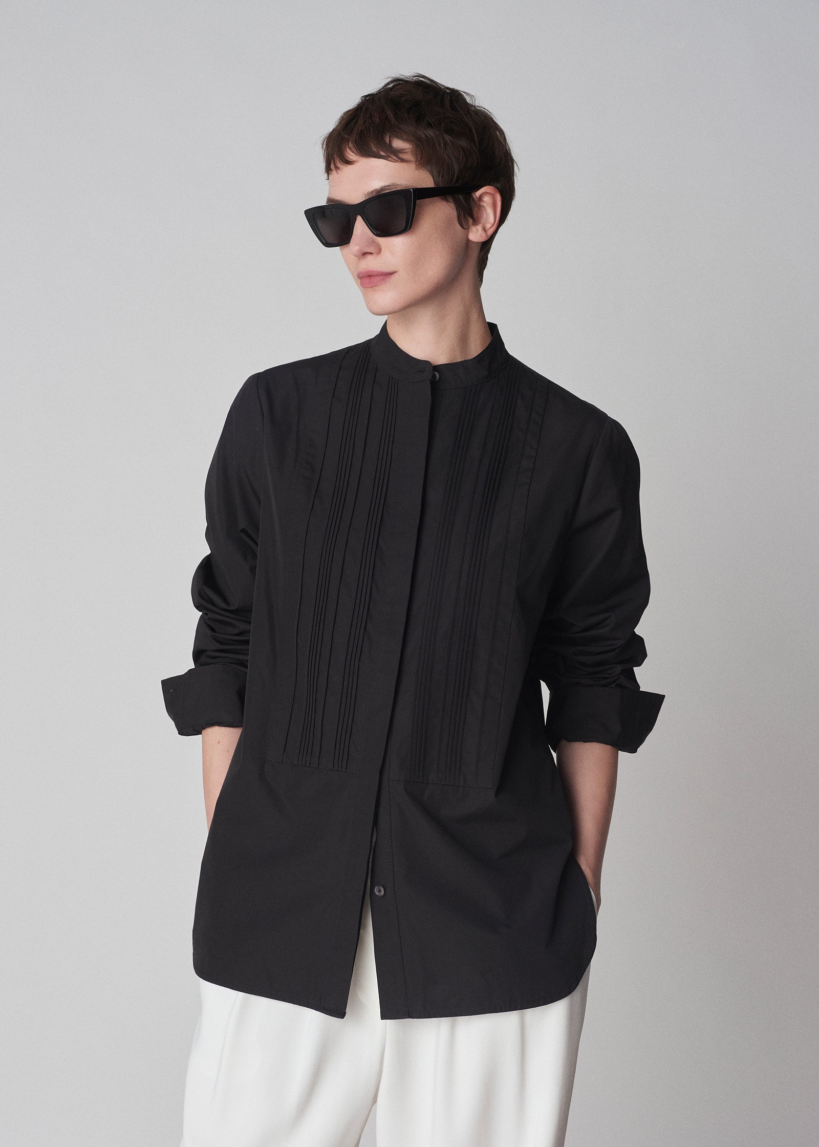 Men's Black Cotton Poplin Tuxedo Button Down Shirt - Formal Wear for Weddings, Parties & Business Events