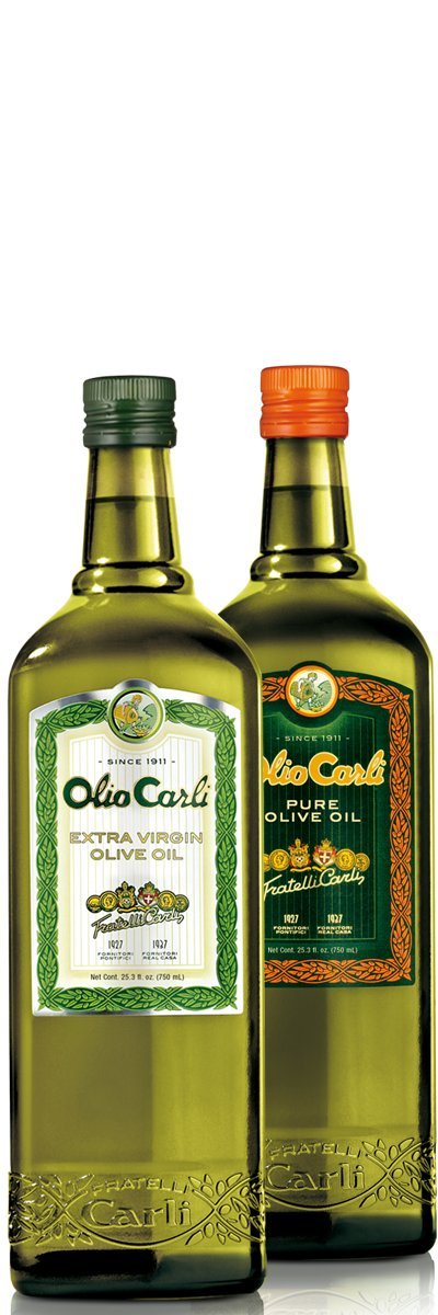 Premium Olio Carli Olive Oil Duo - 6 Pack Extra Virgin & 6 Pack Pure Olive Oil (25 oz Each) - Ideal for Cooking, Salad Dressings & Gourmet Recipes
