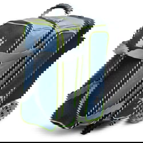 Brunswick Crown Deluxe Double Roller Bowling Bag - Navy & Lime - Perfect for League Play & Tournament Travel