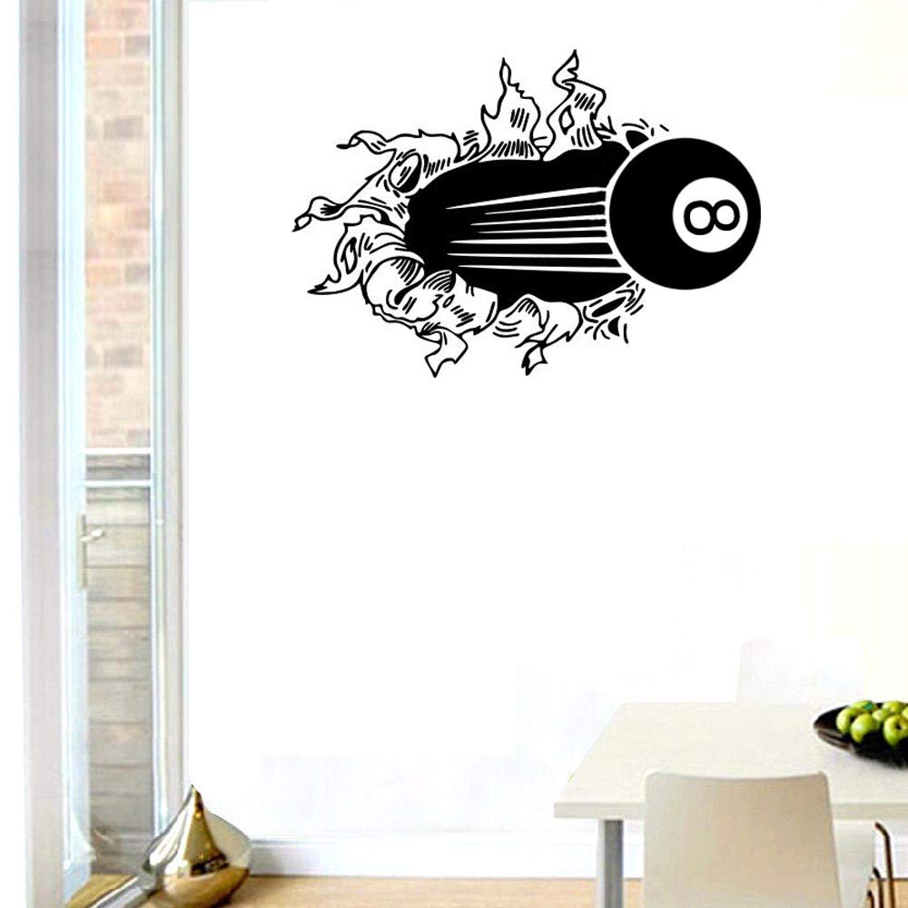 BIBITIME Black 8 Billiard Ball Wall Decal Sticker - 15.74x22.44 Inches Pool Room Decor for Living Room, Game Room, Bedroom, Kids Room & Nursery - Perfect for Sports Fans and Billiards Lovers