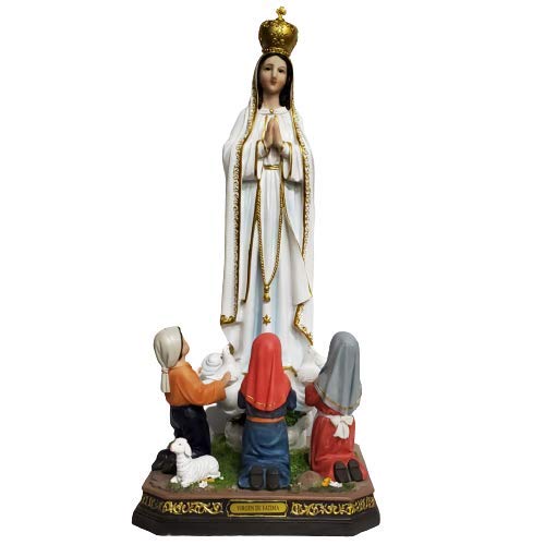 Our Lady of Fatima with Children 24 Inch Resin Statue - Religious Figurine for Home Altar, Garden Decor & Catholic Devotion #25373/24