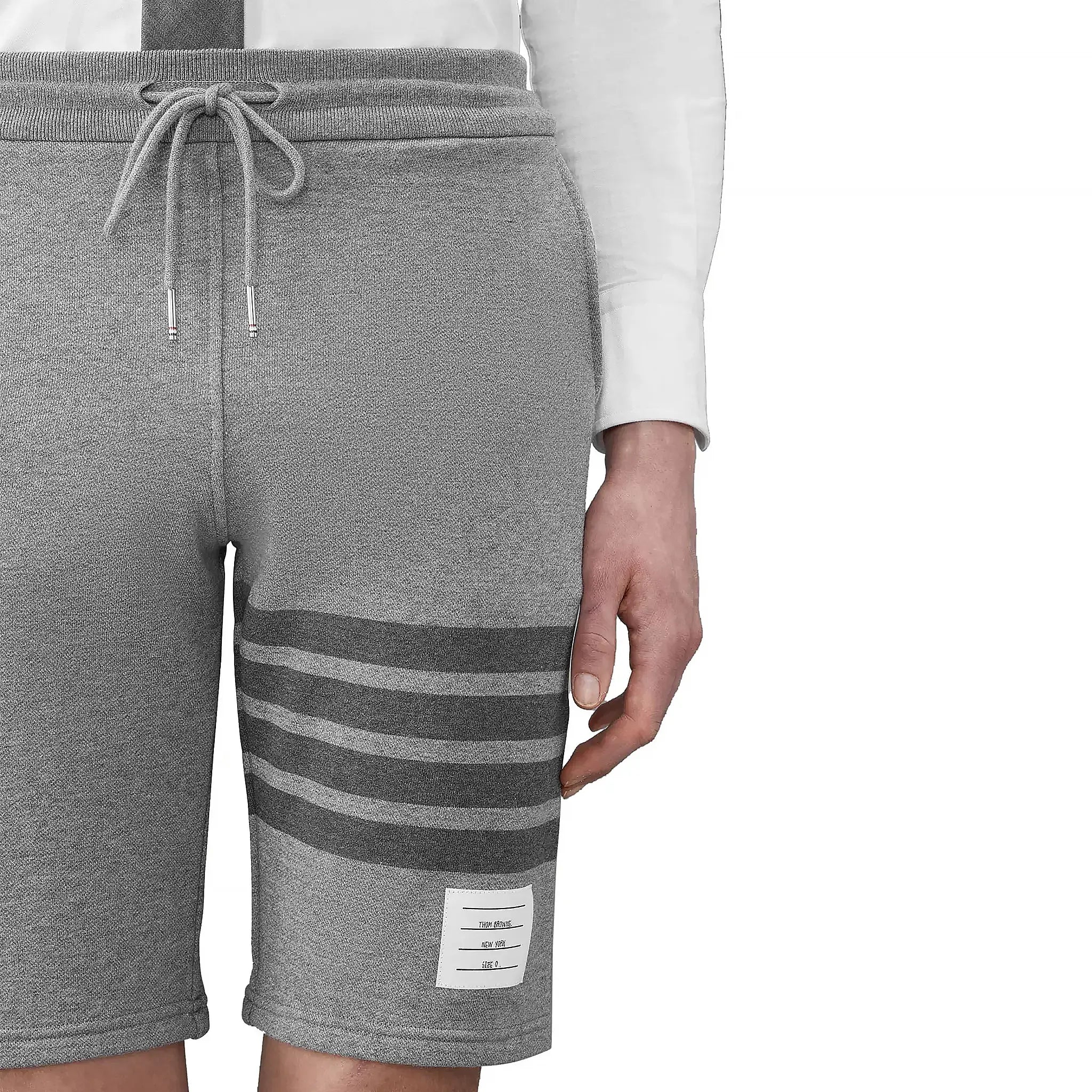 Thom Browne Classic Loopback 4-Bar Grey Sweat Shorts for Men | Premium Cotton Casual Lounge Shorts | Perfect for Gym, Home, and Summer Outings
