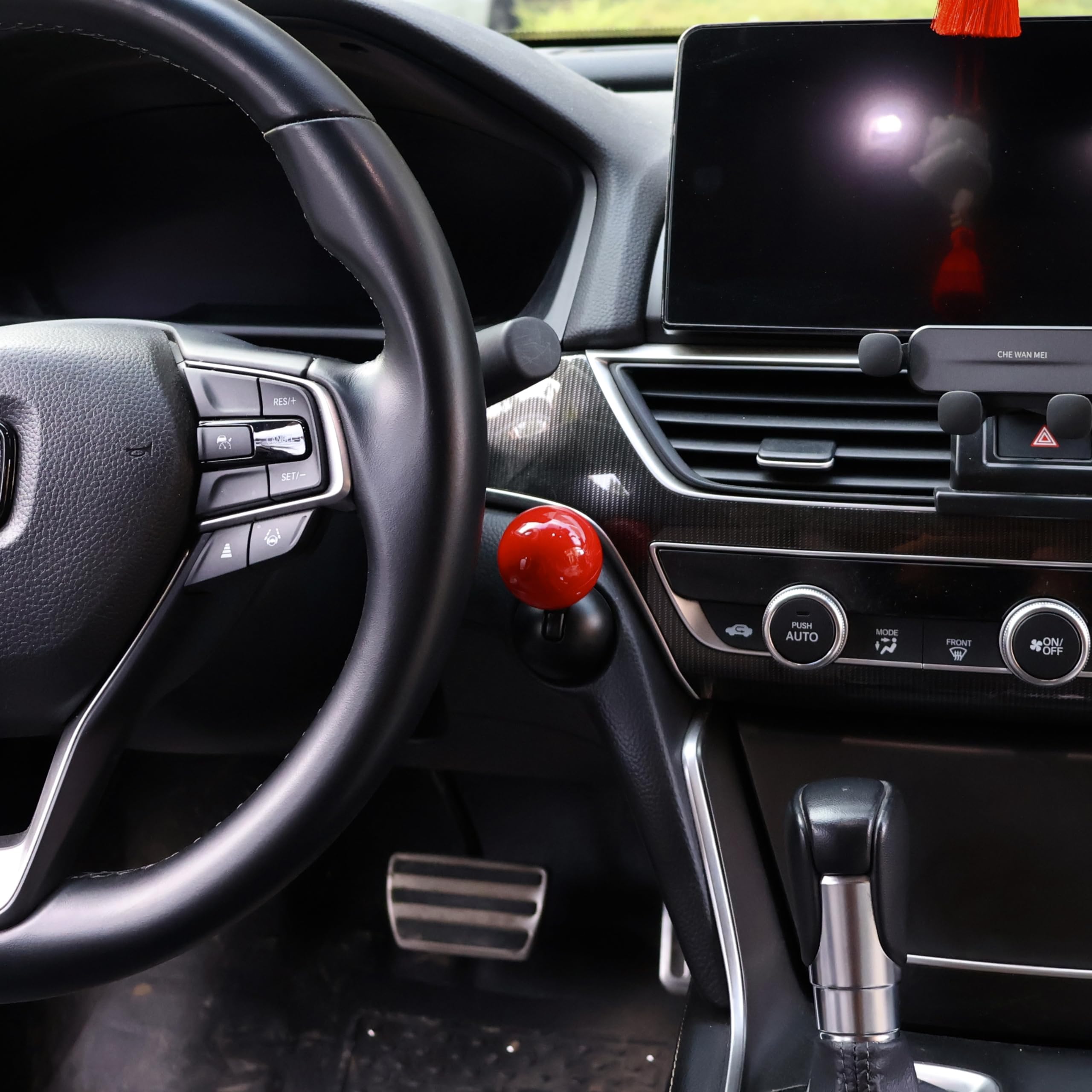Car Push Start Button - Full Metal Ball-bar One-Touch Engine Starter for Automotive (Red) - Easy DIY Installation