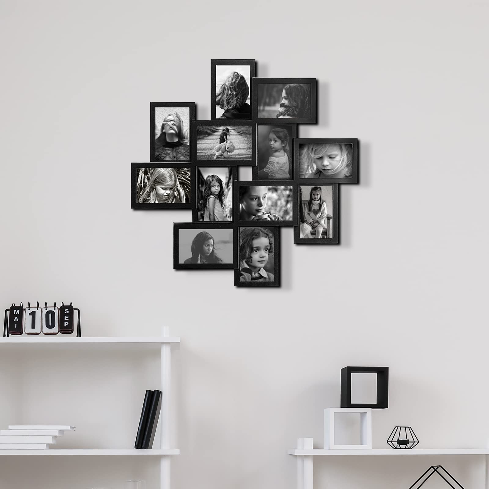 12 Opening Black & White Picture Frame Set for Wall Collage - 4