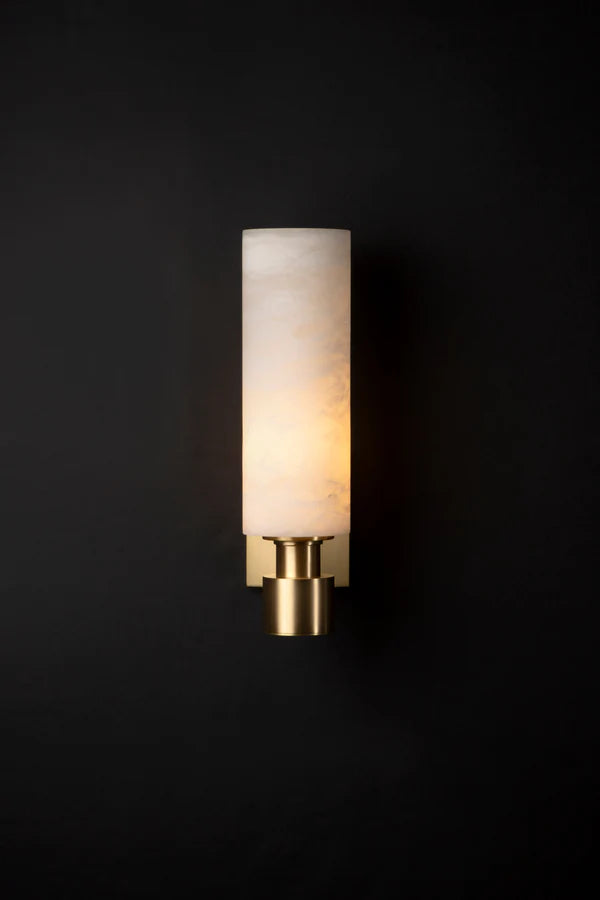 Elegant Ashton Alabaster Wall Sconce - Modern Plug-in Light Fixture for Bedroom, Hallway & Living Room Decor