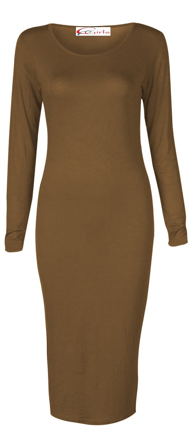 Crazy Girls Women's Long Sleeve Scoop Neck Midi Dress - Elegant Flowy Party Dress for Cocktail, Wedding Guest & Holiday Occasions