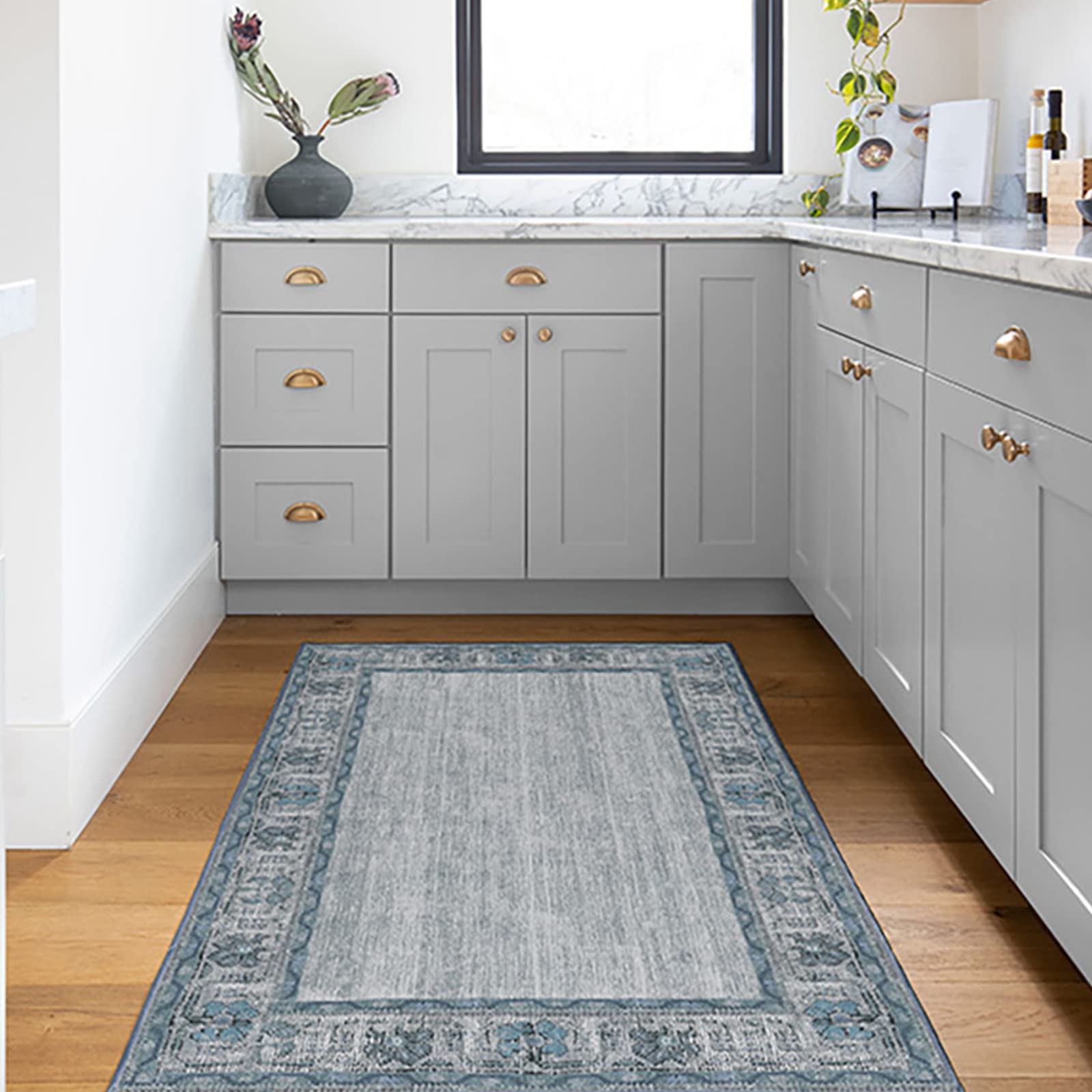 Ruggable Washable 3x5 Area Rug in Zinnia Blue - Non-Slip Premium Rug for Living Room, Bedroom, Kitchen, Office & Classroom - Perfect for High-Traffic Areas & Pet-Friendly Homes