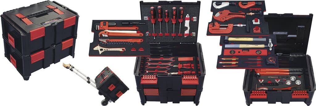 Professional 56-Piece Plumber Master Tool Set with Rolling Trolley - Heavy Duty Plumbing Tools for Home Repairs & Commercial Use - Perfect for Pipe Fixing, Drain Cleaning & Bathroom Installations