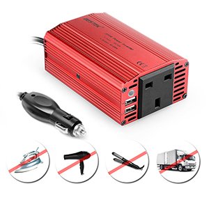 BESTEK 300W Car Power Inverter DC 12V to 230V AC Converter with 2 AC Outlets & 4.8A Dual USB Ports - Ideal for Road Trips, Camping, and Charging Laptops/Devices On The Go