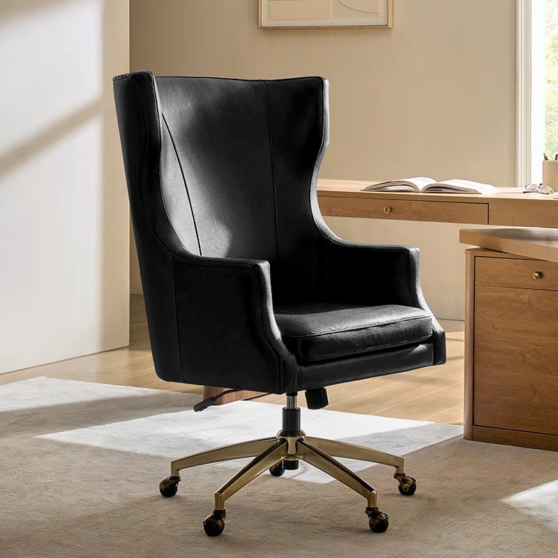 Premium Elodio Office Chairs with Genuine Leather - Ergonomic Executive Desk Chair for Home & Business Workspaces