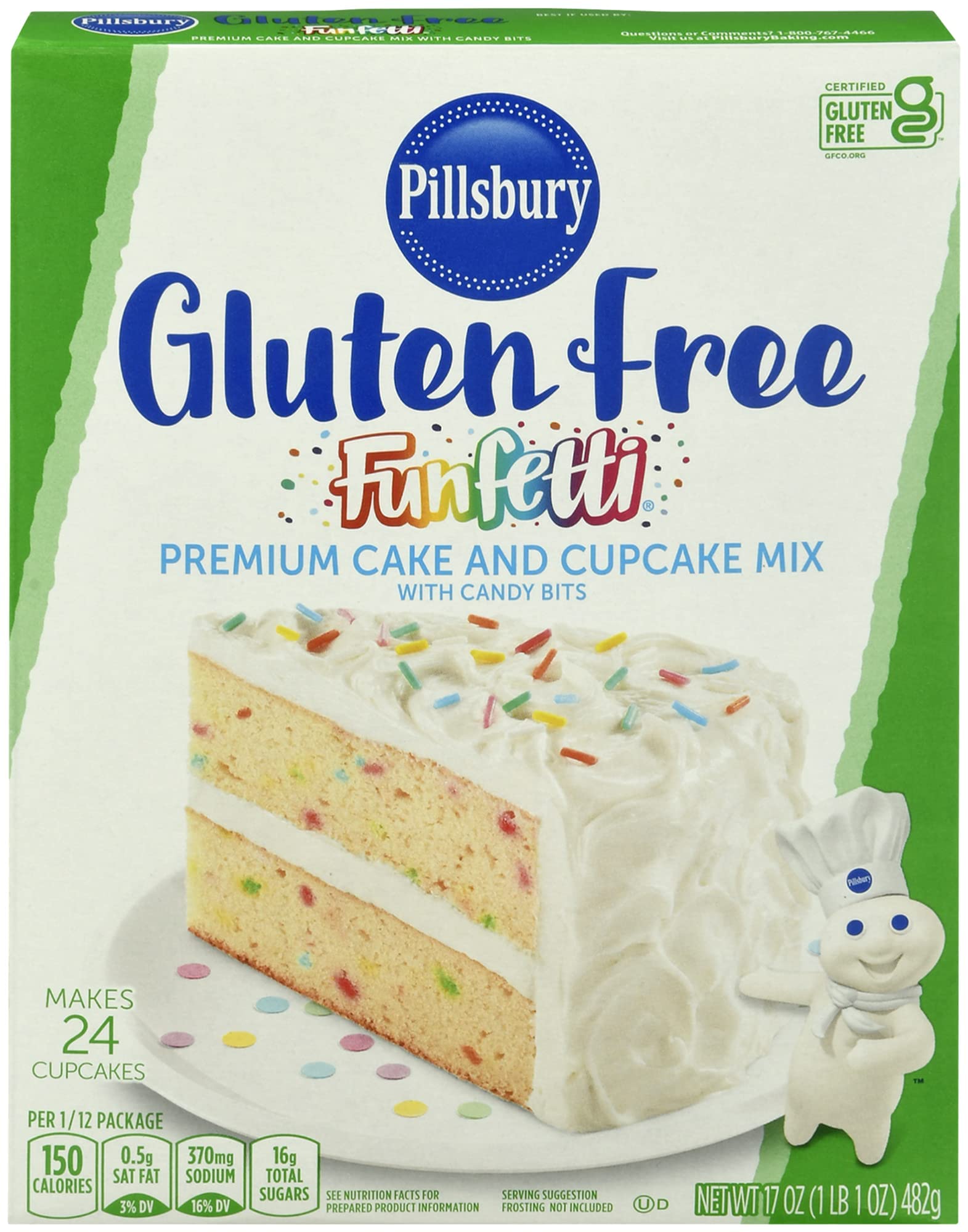 **Pillsbury Funfetti Gluten Free Cake Mix & Cupcake Mix with Candy Bits (3-Pack) – Includes By The Cup Frosting Spreader – Perfect for Birthday Parties, Baby Showers & Holiday Baking**