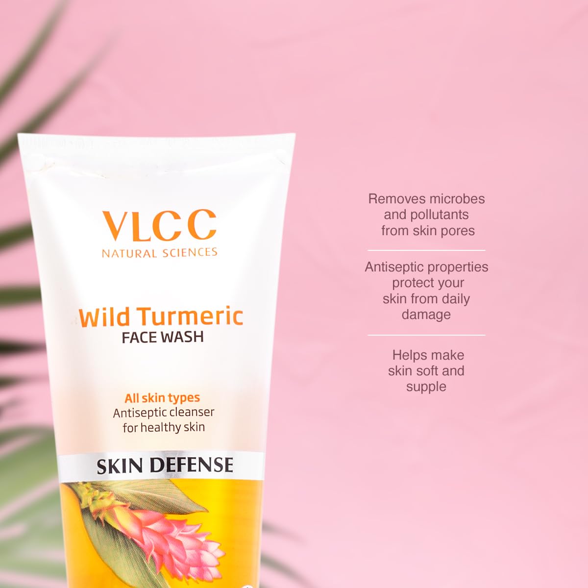 VLCC Wild Turmeric Face Wash for Glowing Skin - 80ml | Natural Brightening & Acne Control | Daily Use for Oily & Combination Skin