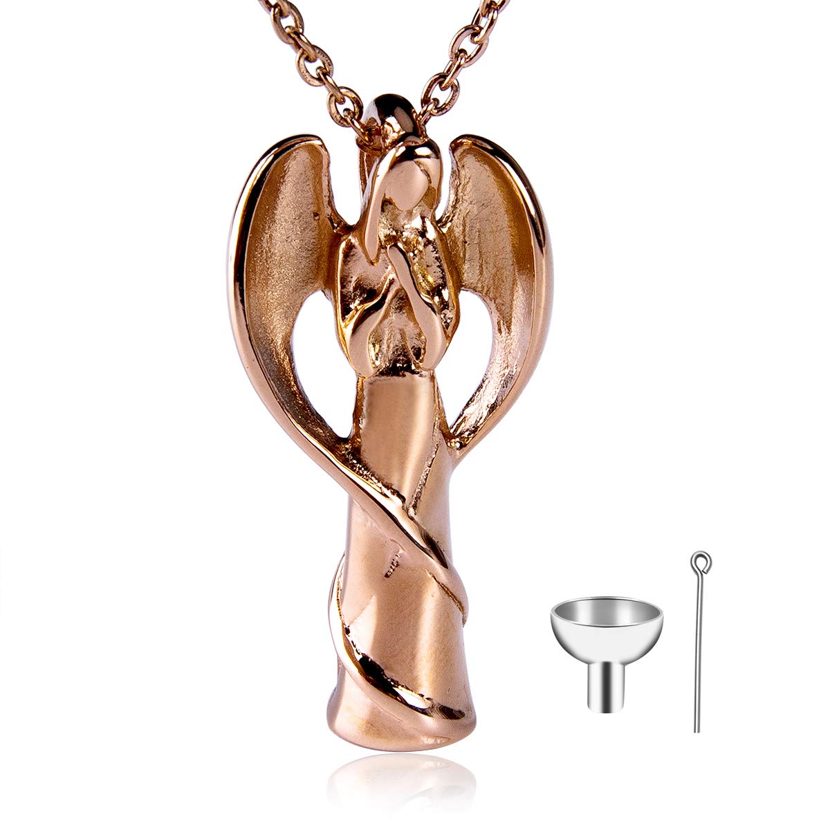 Bivei Guardian Angel Cremation Jewelry - Memorial Urn Pendant Necklace for Ashes with Funnel Kit - Perfect for Keeping Loved Ones Close, Grieving Process & Meaningful Memorial Gifts