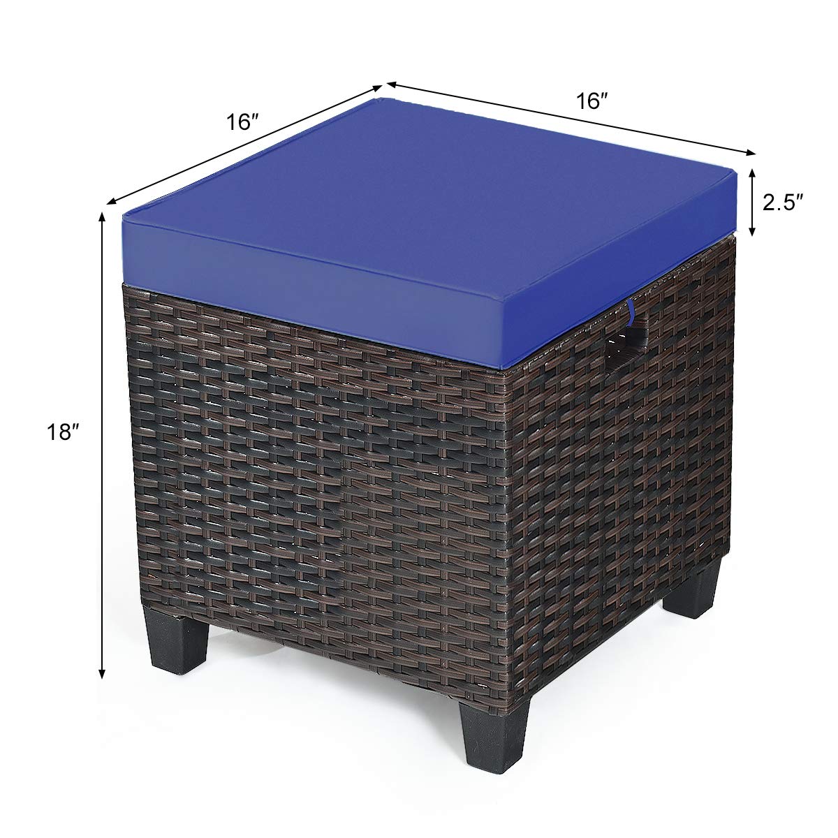 Tangkula 2-Piece Outdoor Patio Ottoman Set - All-Weather Wicker Rattan Footstool with Removable Cushions - Waterproof Garden Furniture for Deck, Poolside & Backyard Relaxation