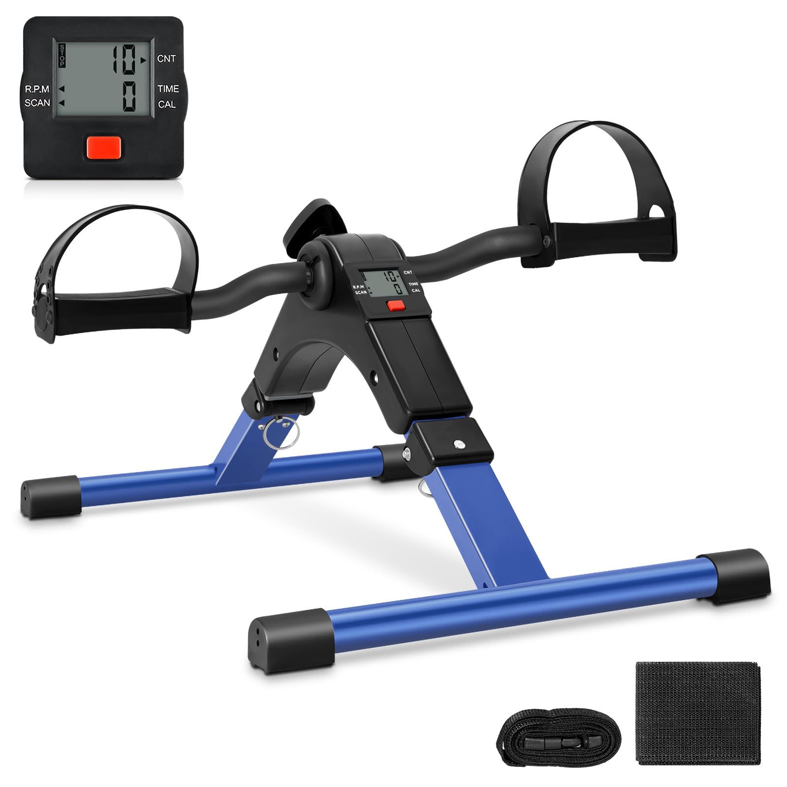 Uten Folding Pedal Exerciser - Under Desk Bike for Arms & Legs Workout with LCD Monitor | Portable Mini Exercise Bike for Office, Home & Rehab | Hand & Foot Cycle for Fitness & Physical Therapy