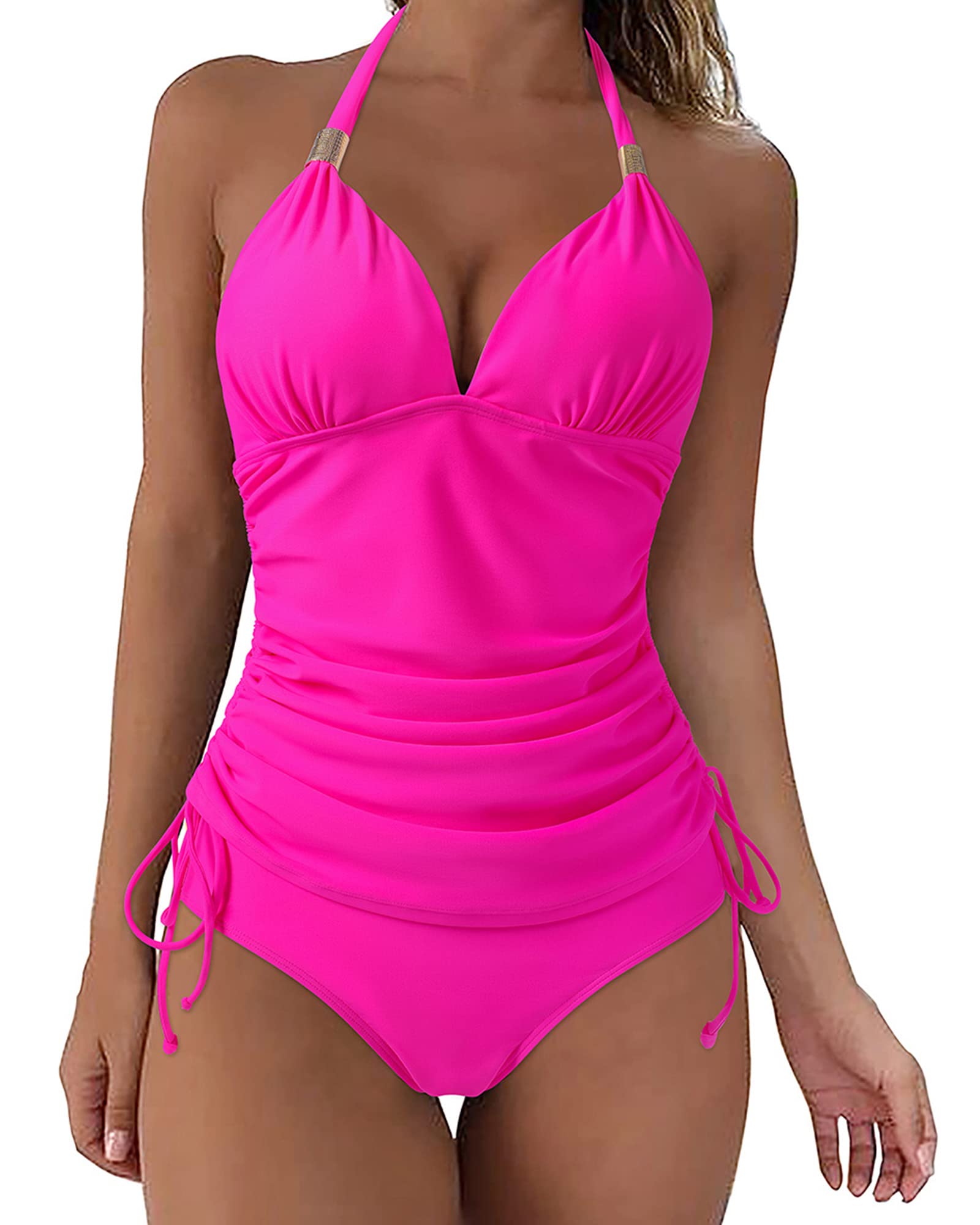 SUUKSESS Women's Sexy Halter Tankini Swimsuit - Slimming Tummy Control Bathing Suit for Women | Perfect for Beach, Pool, Vacation & Summer Water Activities