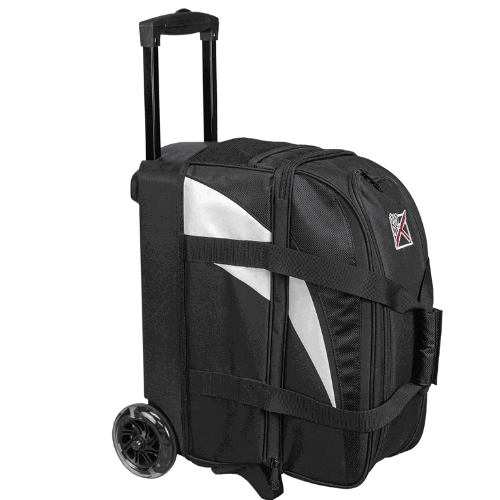 KR Strikeforce Cruiser Double Roller Bowling Bag - Black/White for Men & Women - Perfect for League Play, Tournaments & Travel