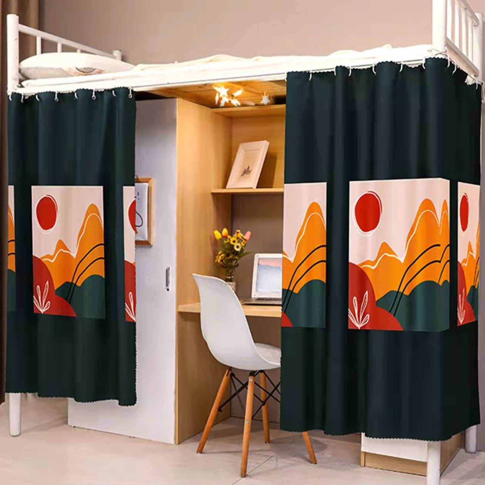 Blackout Curtain for Dorm Bunk Beds - MioCloth Lightproof Room Darkening Curtains for Privacy, Decoration & Photo Backdrop - Perfect for College Dorms, Room Dividers & Bedroom Canopy