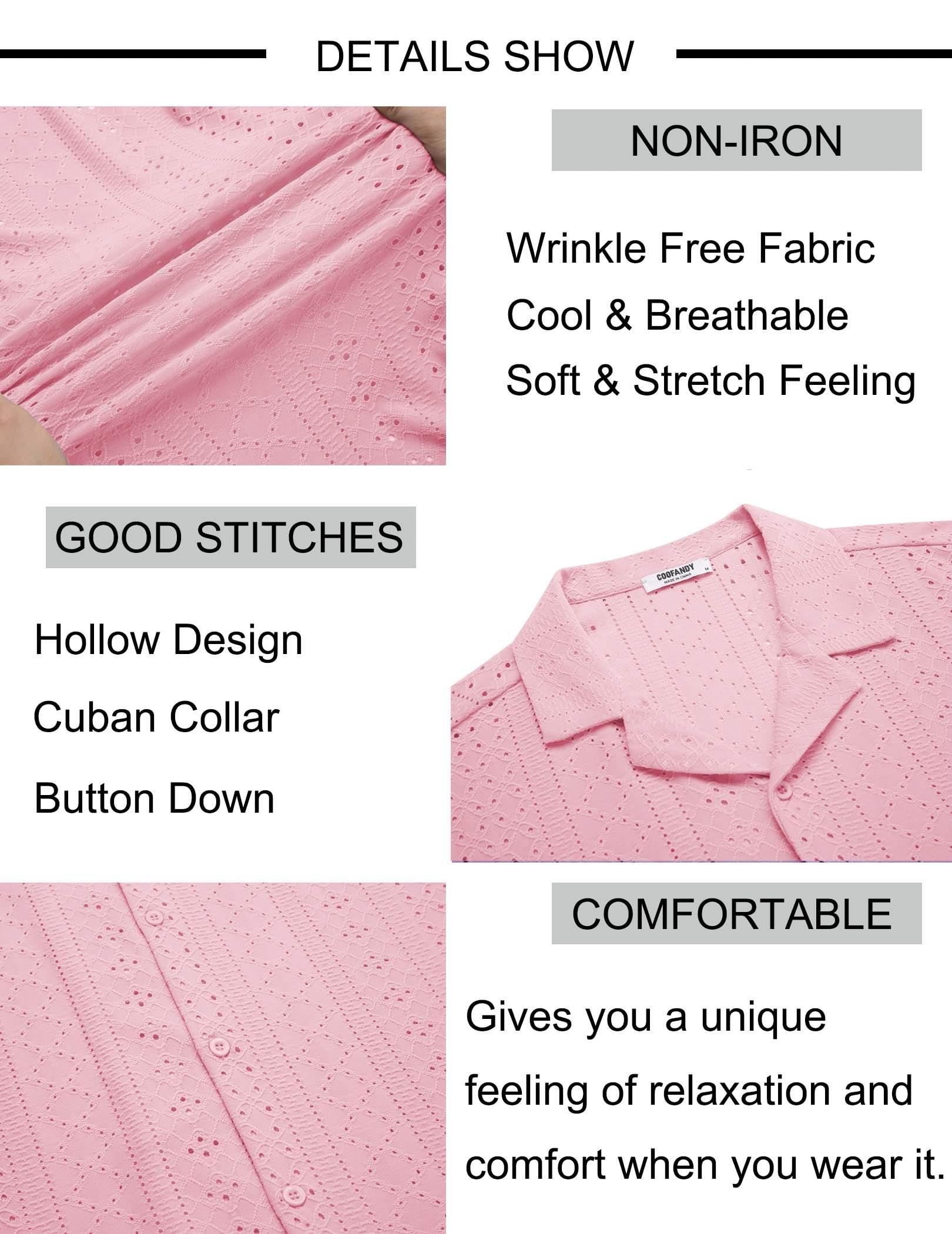 COOFANDY Men's Tropical Short Sleeve Button Down Shirt - Casual Cuban Collar Beach Shirt for Summer Vacation | Perfect for Pool Parties, Beach Outings & Tropical Getaways