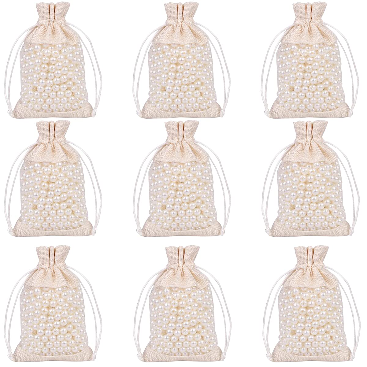 50 Pcs Natural Burlap Drawstring Bags 3.9