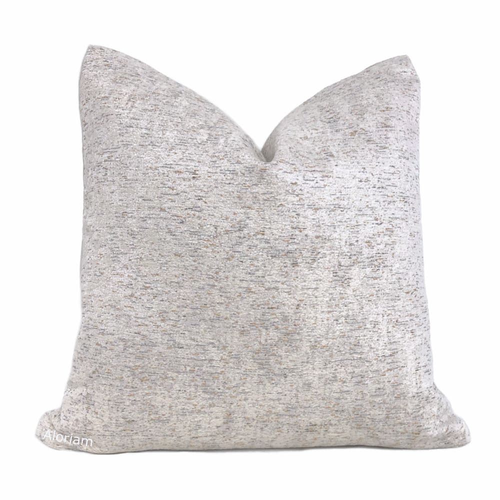 Harrison Off White Gold Gray Tweed Chenille Pillow Cover - Soft Decorative Throw Pillow Case for Living Room, Bedroom & Sofa - 18x18 Inches