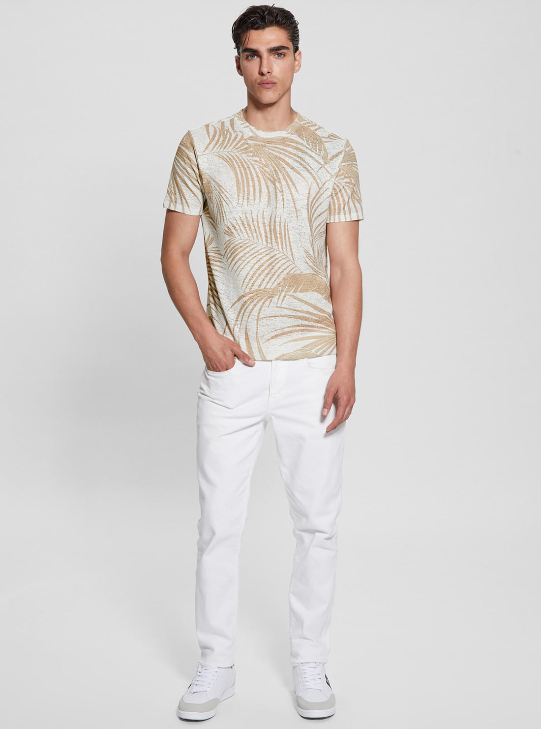 Eco-Friendly Baja Palm Print T-Shirt for Men & Women - Soft Breathable Gauze Fabric - Perfect for Beach, Festival & Casual Wear