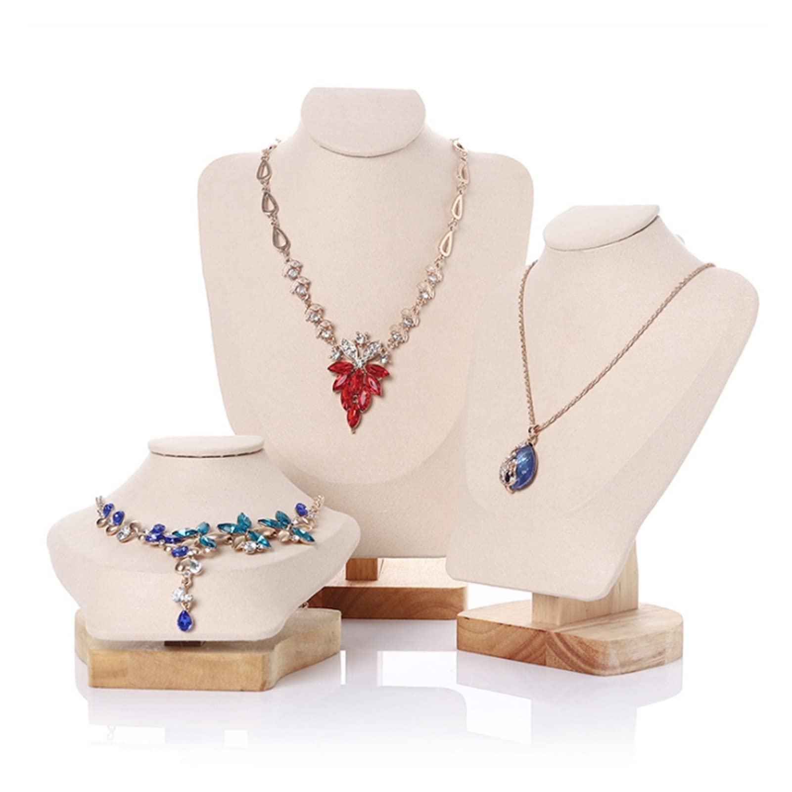 Velvet Jewelry Display Stand - Small Green Necklace Bust Hanger for Pendant & Chain Storage - Perfect for Boutique, Jewelry Store & Home Organizer
