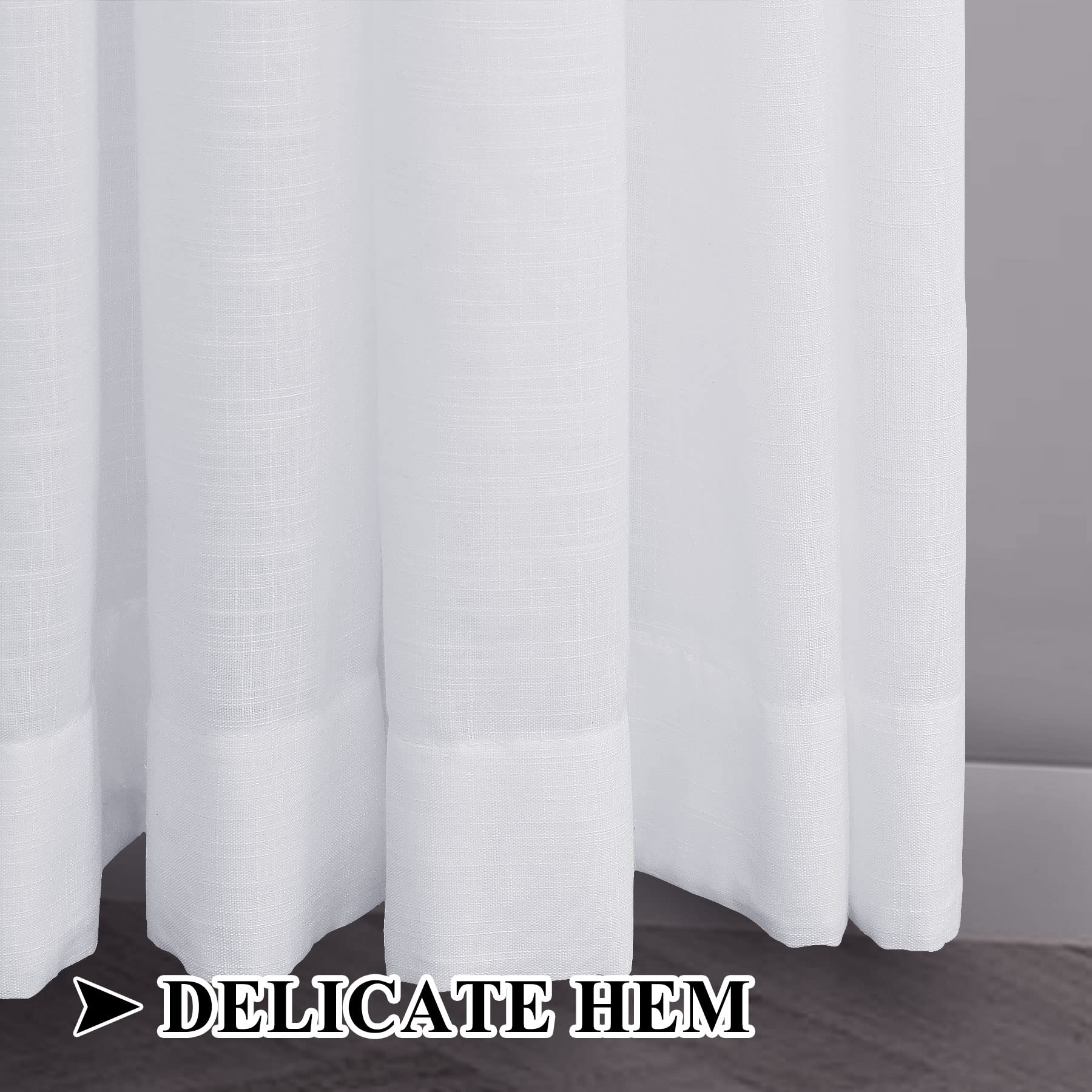 Premium White Sheer Linen Curtains 96