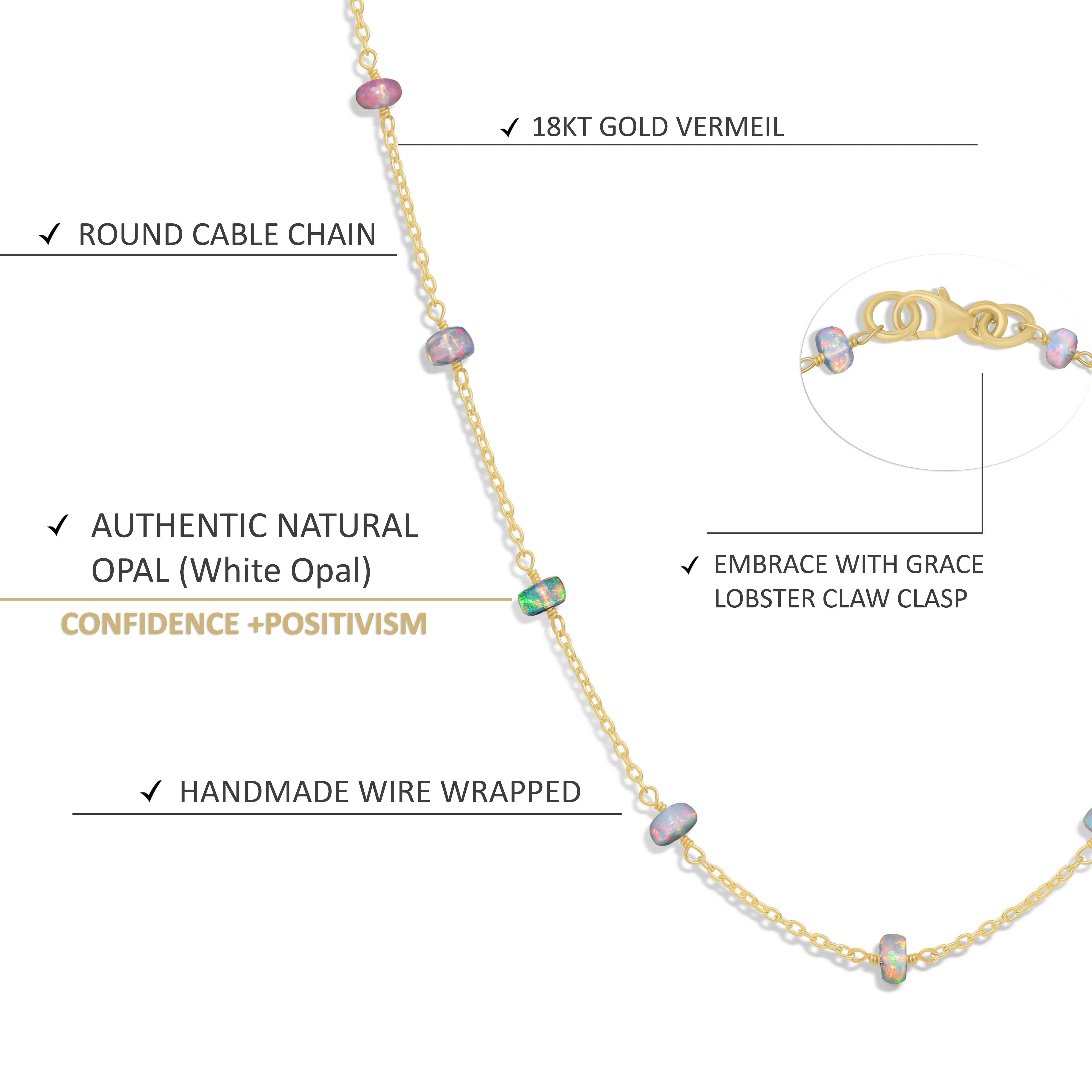 Elegant Beaded Chain Necklace for Women - Natural White Opal Gemstone Jewelry | Perfect for Weddings, Parties & Everyday Wear