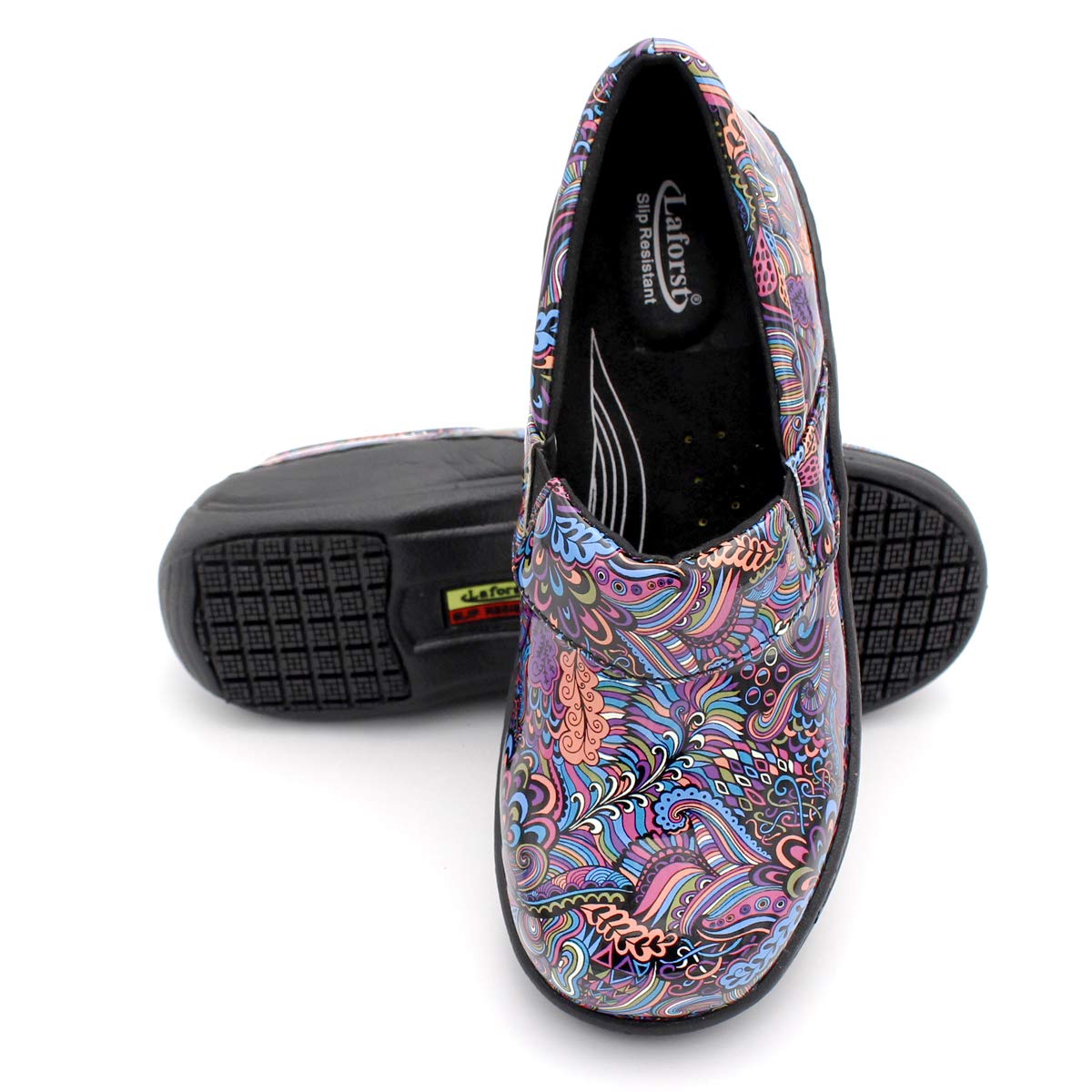 Laforst Women's Rachel Slip-Resistant Nursing Shoes - Comfortable Work Shoes for Nurses, Waitresses & Waiters - Breathable Manmade Upper Slip-On Clogs - Ideal for Hospitals, Restaurants & Healthcare Facilities