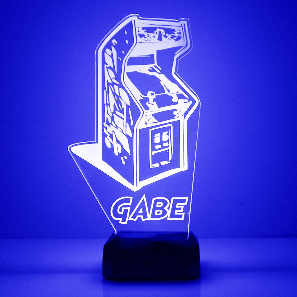 MMS Arcade Personalized LED Night Light with Remote - Custom Engraved Name/Text, 16 Color Retro Game Nightlight, 4 Lighting Modes, USB/Battery Powered - Perfect for Kids' Rooms, Gaming Setups & Home Decor