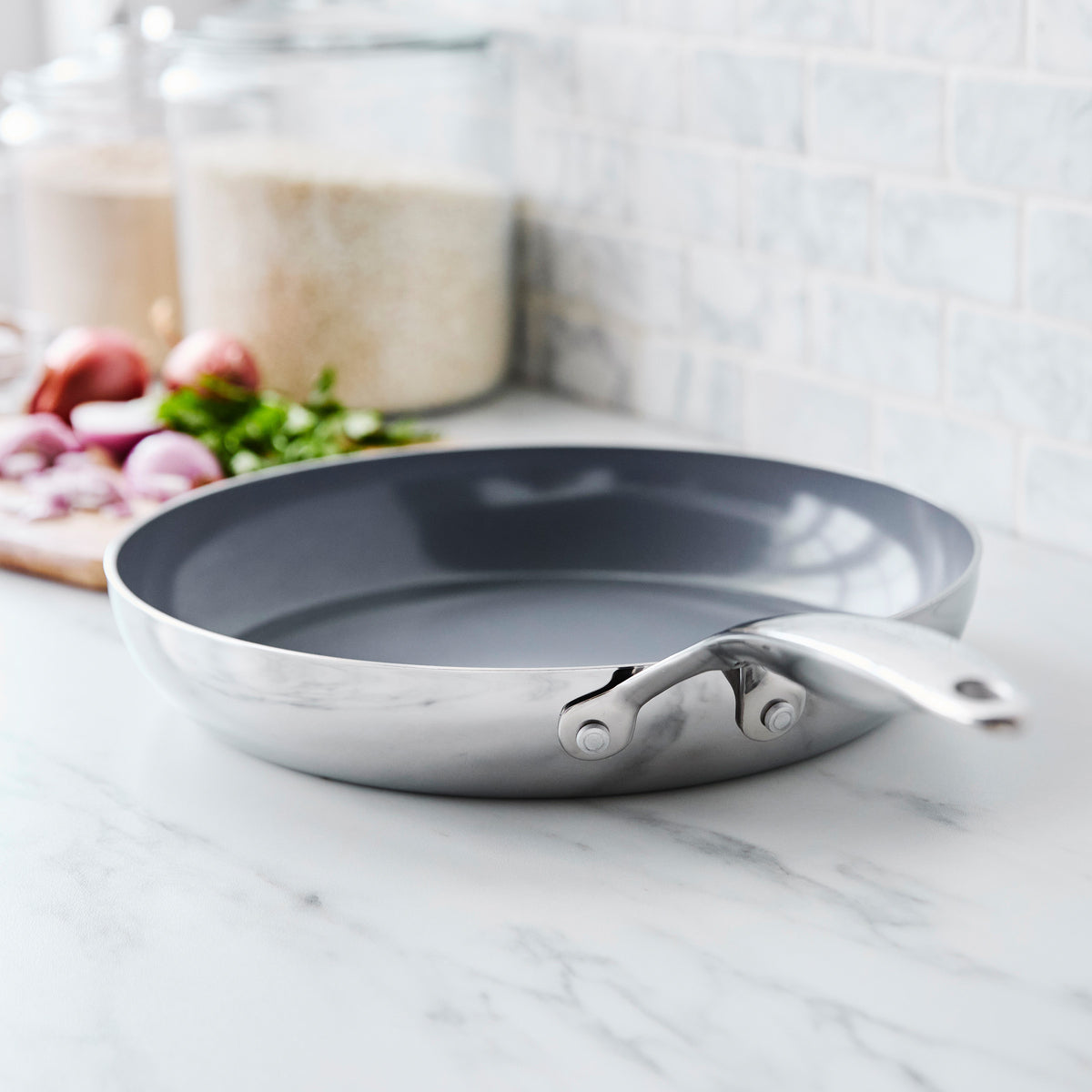 Valencia Pro 12-Inch Stainless Steel Fry Pan - Nonstick Skillet for Sautéing, Frying & Cooking - Induction Compatible, Oven Safe & Dishwasher Safe - Perfect for Home & Restaurant Use