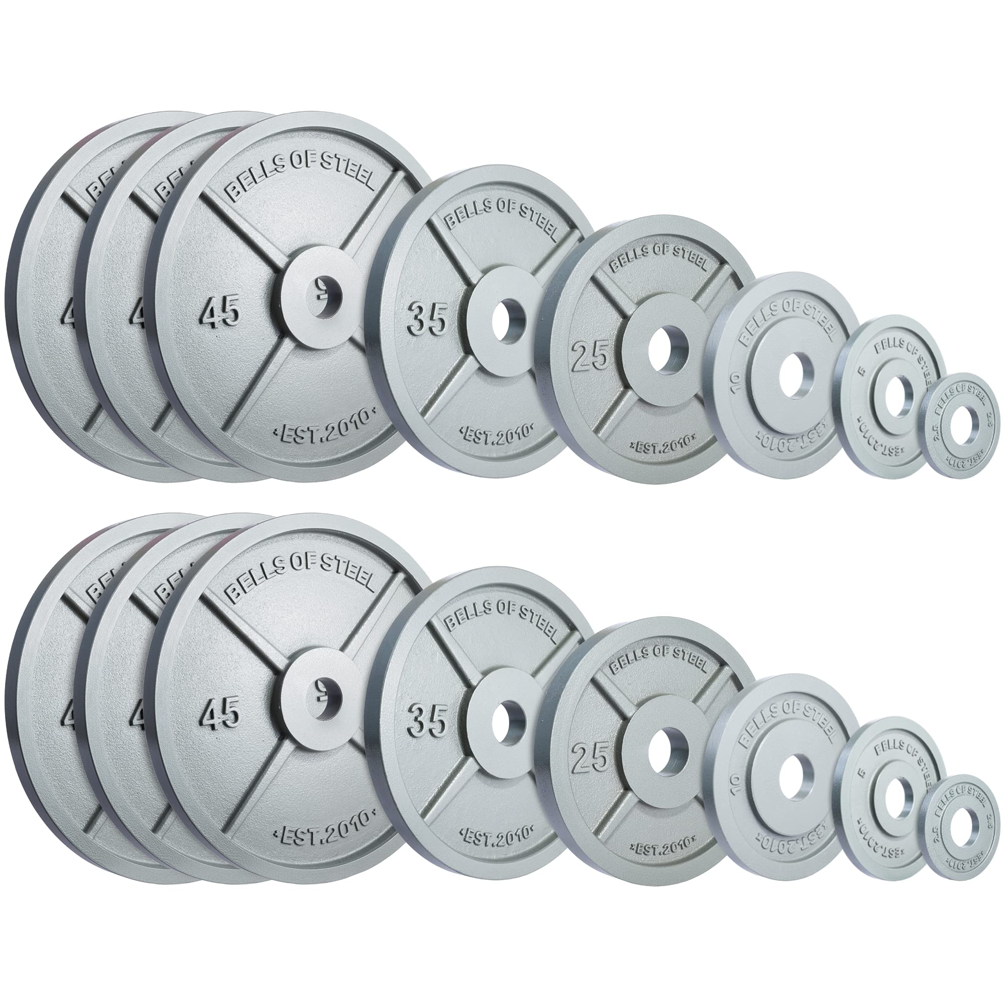 Bells of Steel Olympic Weight Plates - Cast Iron Machined Barbell Weights for Home & Commercial Gym Use - Strength Training Equipment for Deadlifts, Squats, Bench Press - Perfect for CrossFit, Powerlifting & Weightlifting Workouts