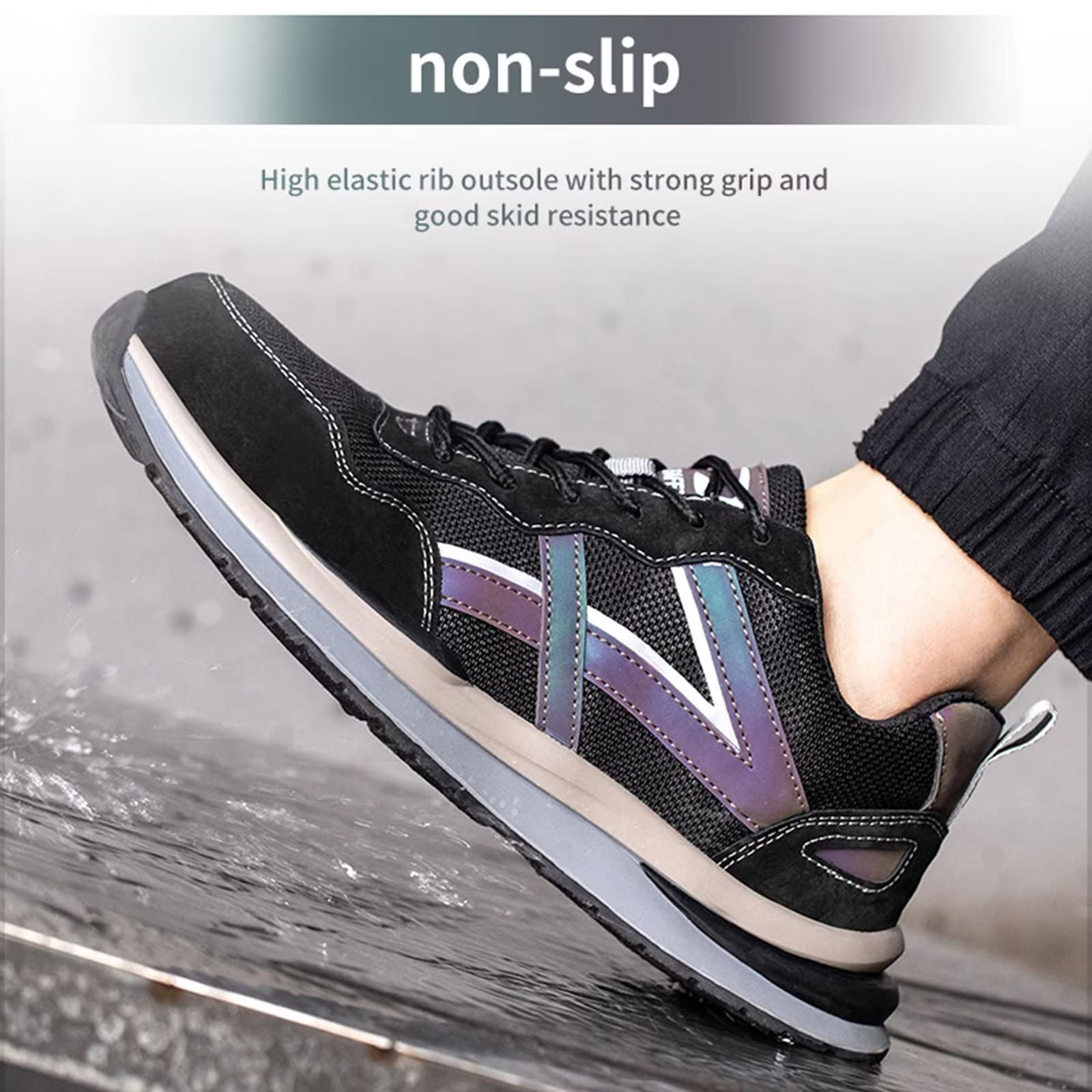 Men's Steel Toe Work Shoes - Lightweight & Breathable for Construction & Industrial Use