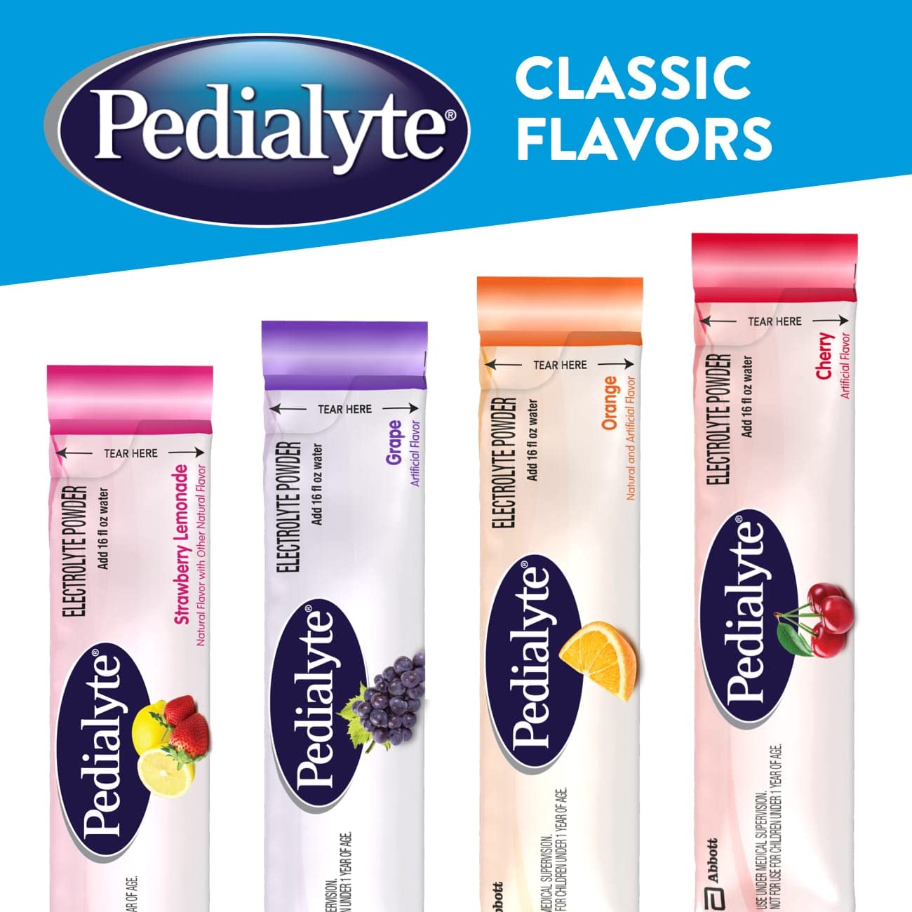 Pedialyte Electrolyte Powder Packets - Strawberry Lemonade Flavor, 100 Single-Serve Packets | Rapid Hydration for Kids & Adults | Perfect for Travel, Sports & Recovery