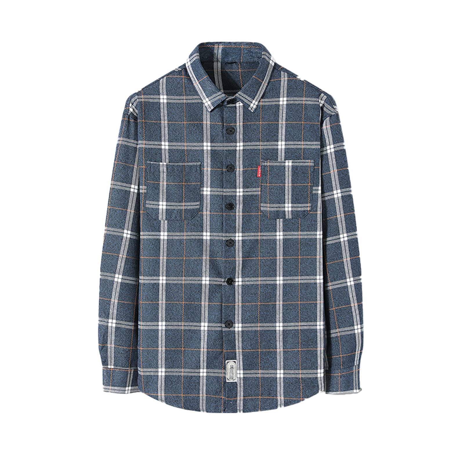 Mens Slim Fit Plaid Shirts - Cotton Blend Lapel Collar Long Sleeve Cardigan Blouse with Double Pockets, Lightweight Cool Tops for Tall Men, No Shrink & Stylish Design - Perfect for Casual Outings and Office Wear